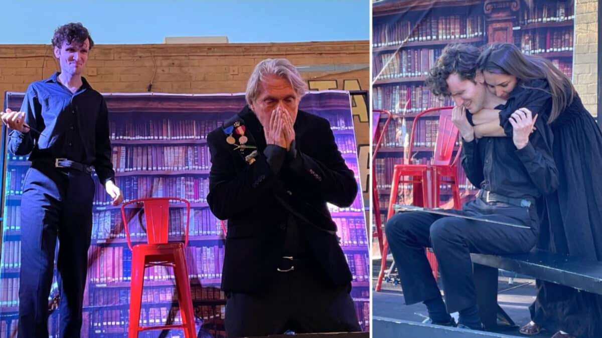 Alameda Post - actors perform in Hamlet onstage at the Foodbank Players production