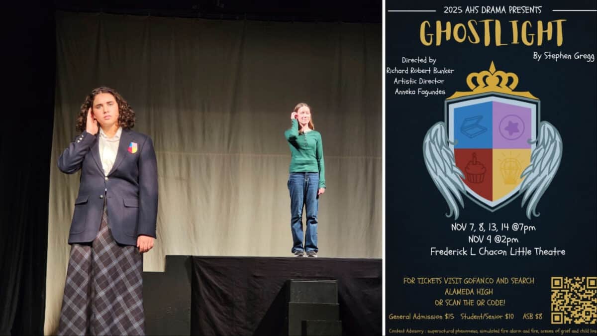 Alameda Post - Two actors mirror each other onstage at Ghostlight. 