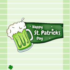 Alameda Post - A graphic was a green beer that says Happy St. Patrick's Day