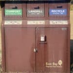 Alameda Post - a bin with three sections for compost, landfill, and recycling