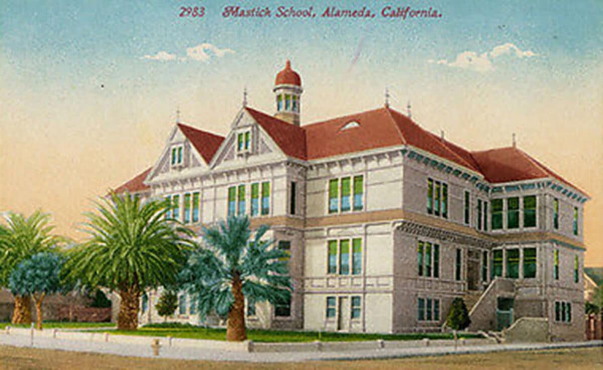 Alameda Post - an illustrated postcard of the Mastick School