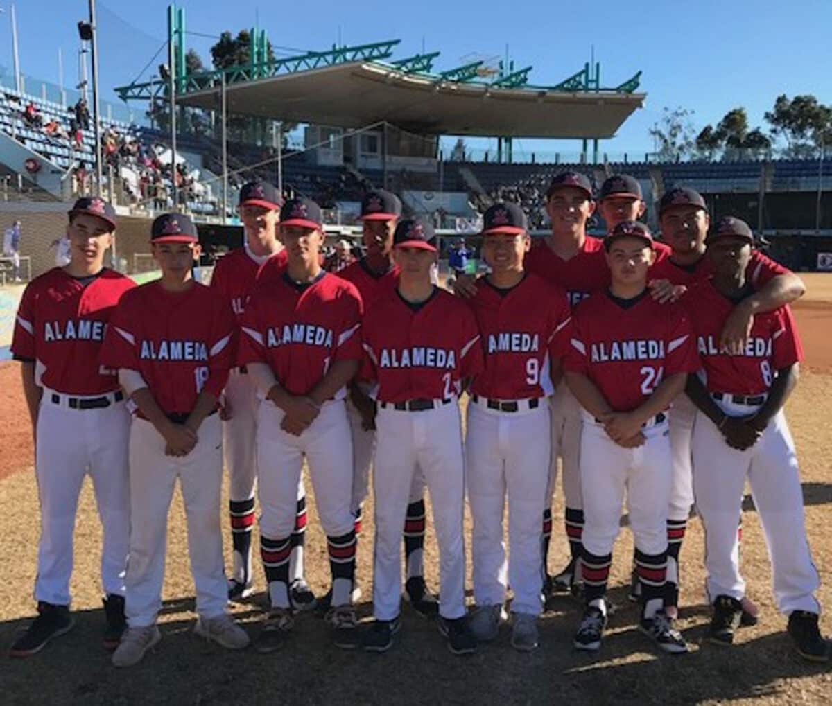 Alameda Post - group photo of young baseball players in uniforms that say Alameda