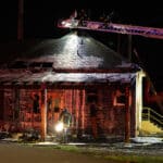 Alameda Post - a charred building which was once the Alameda Belt Line office