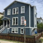 Alameda Post - a three story blue house that used to be part of Fassking's hotel