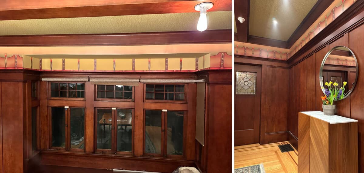Alameda Post - the rich wood interior of a craftsman home