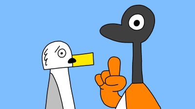 Alameda Post - Goose and Seagull from Two Birds from Alameda look quizzical.
