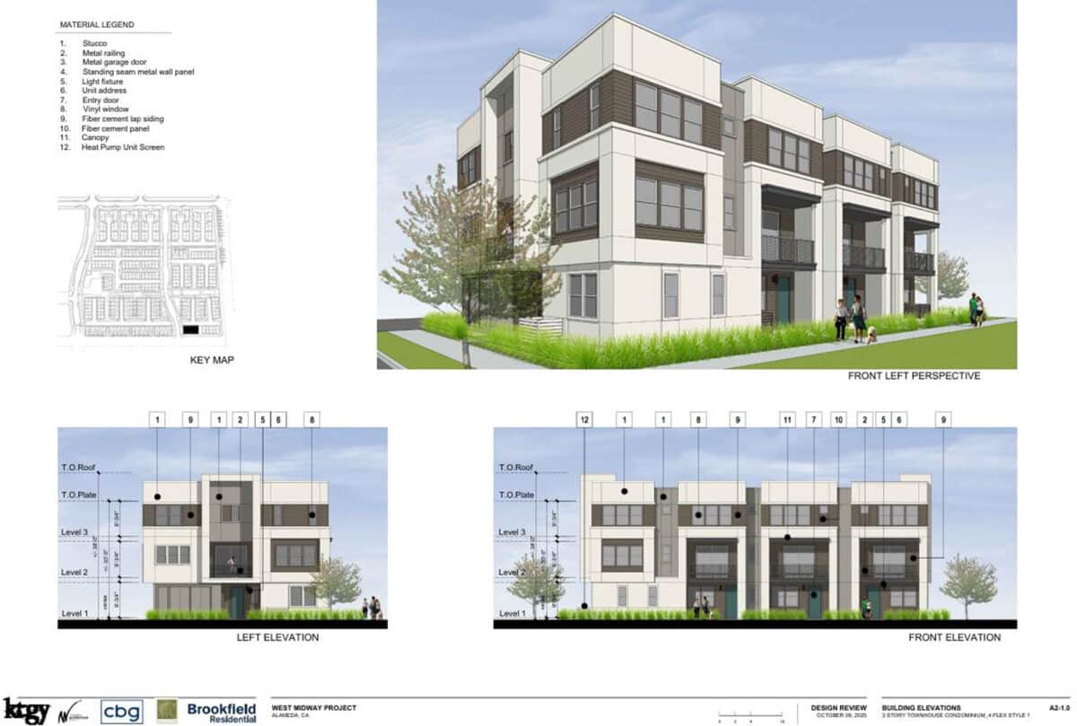 Alameda Post - A group of three story townhomes.