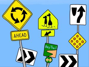Alameda Post - A jumble of street signs from Two Birds from Alameda.