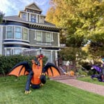 Alameda Post - 921 Grand Street with large inflatable Halloween decorations