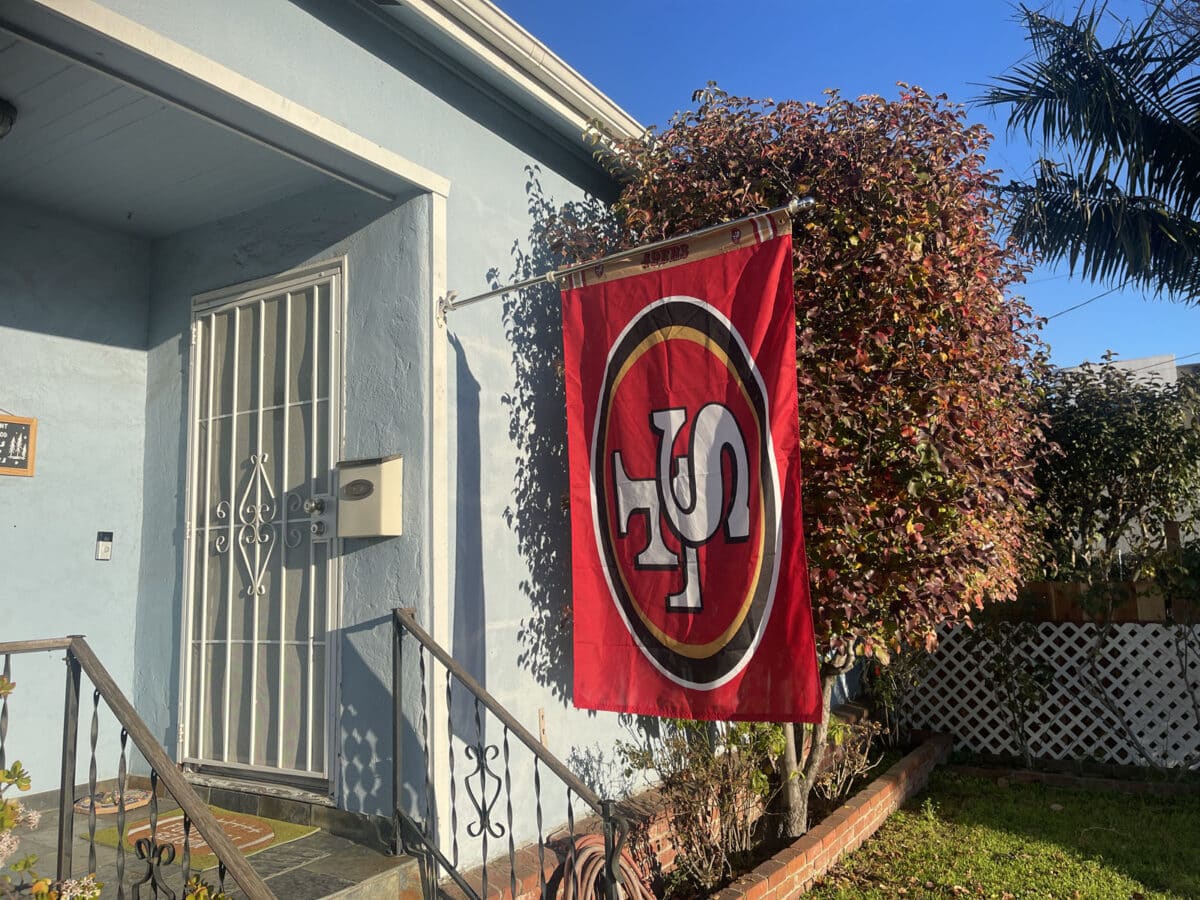 Alameda Post - A San Francisco 49ers flag outside a home. 