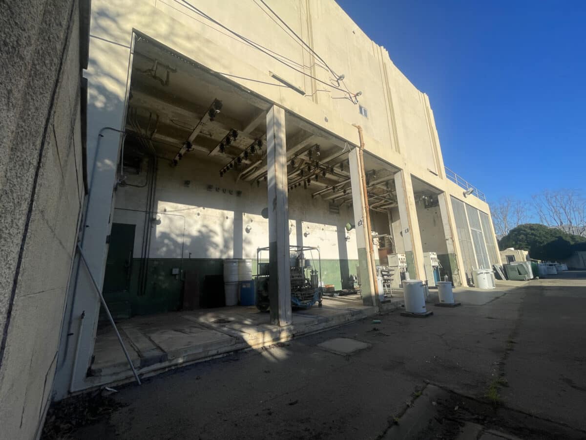 Alameda Post - Empty car bays, garages, or workspace on the side of the unused Central Electric Substation.