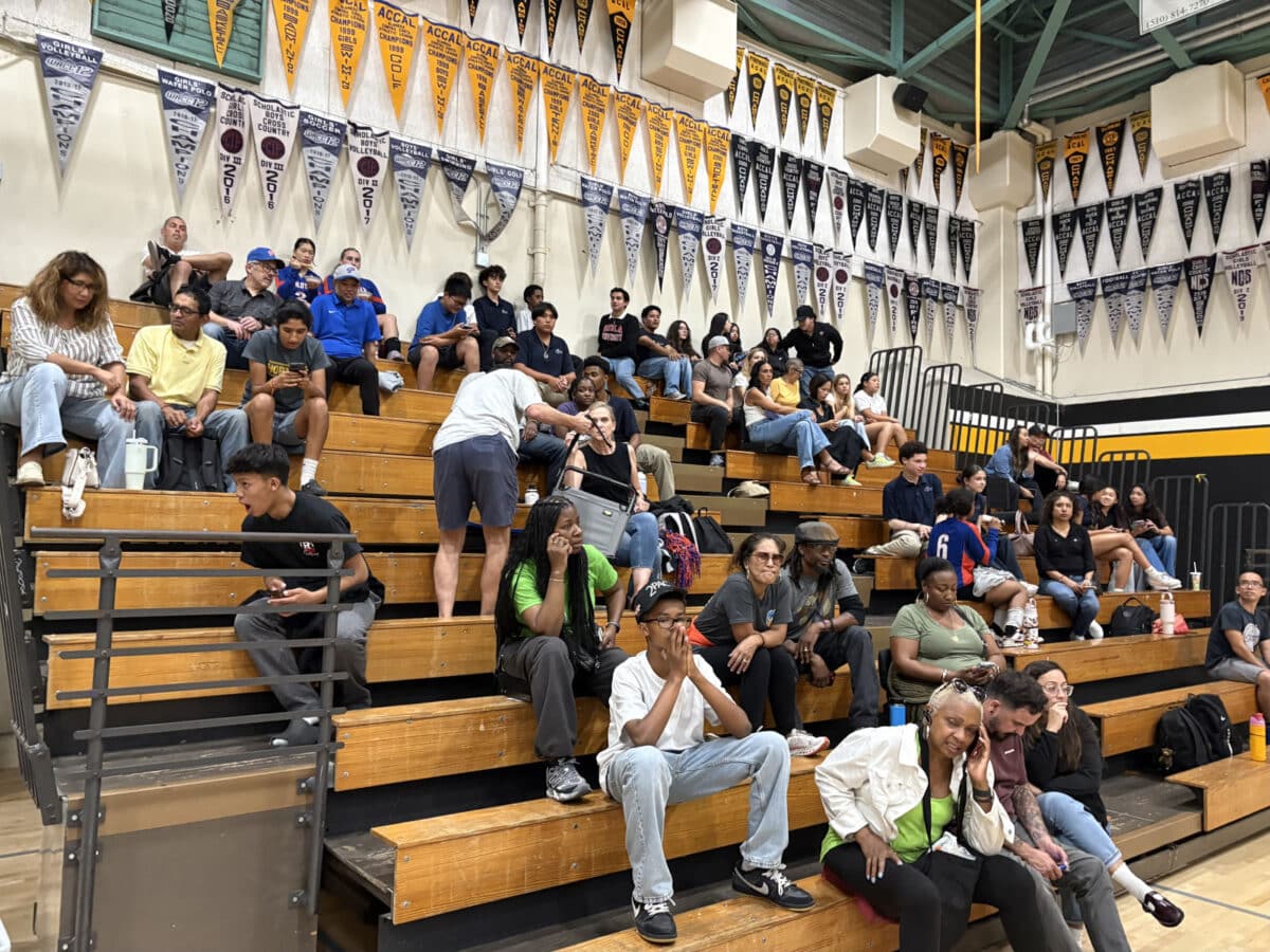 Alameda Post - fans in the stands at a gymnasium 