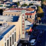 Alameda Post - a drone photo above the Alameda Theater on Central Avenue. Still image from a video by Maurice Ramirez.