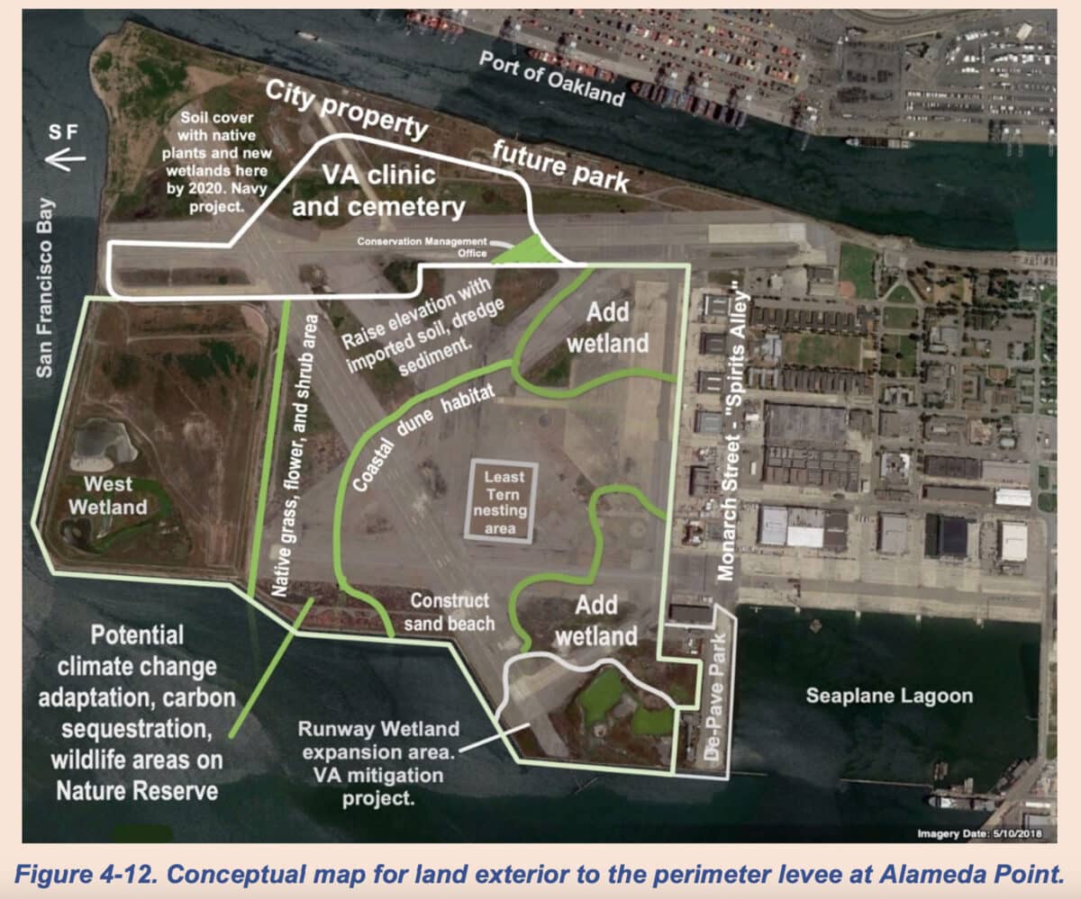 Alameda Post - A map of Alameda Point with proposals for lots of additional wetlands, among other possible developments. 
