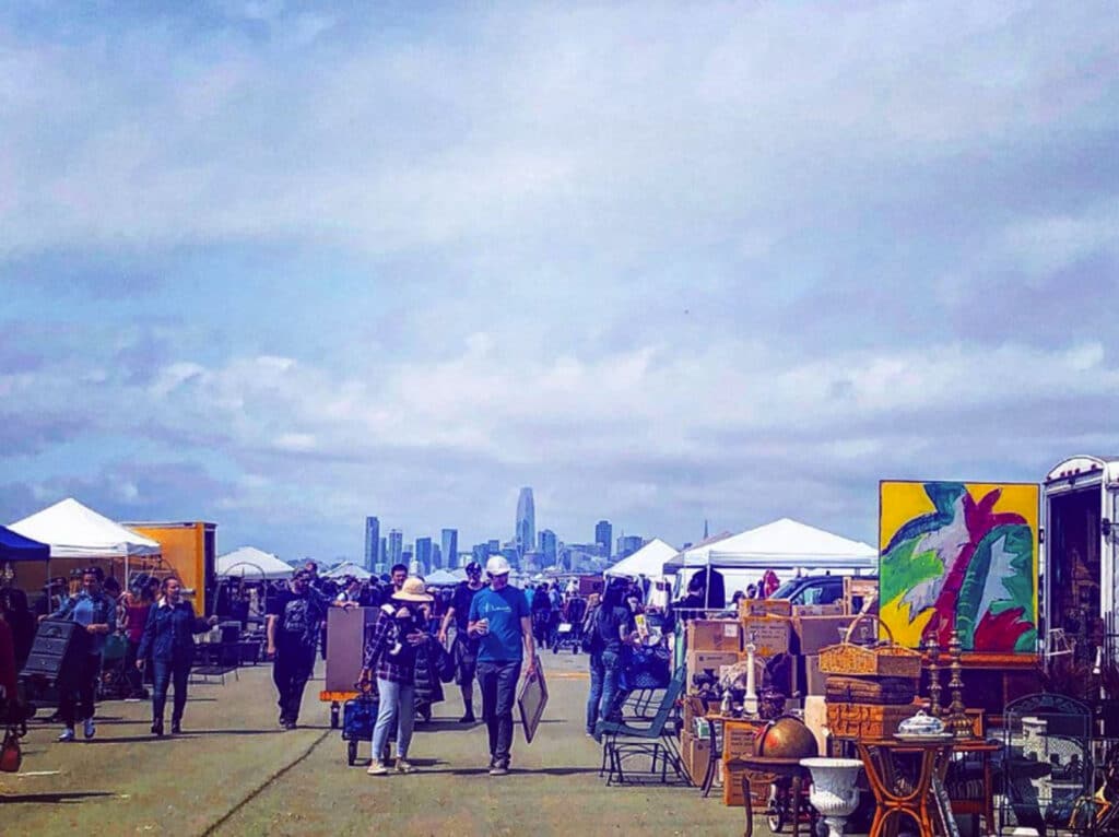 Alameda Post - shoppers explore the Alameda Point Antiques Faire