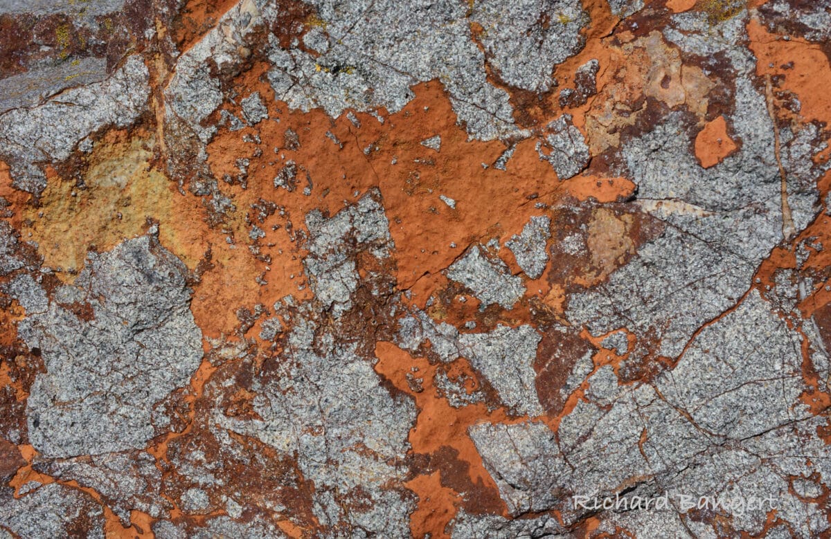 Alameda Post - granite with a strip of red-ish orange rock