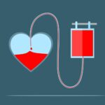 Alameda Post - a graphic of a blood donation with a cartoon heart filling up from a donation receptacle