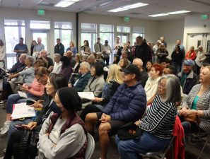 Alameda Post - Residents gather in a standing-room-only meeting about Harbor Bay Landing.