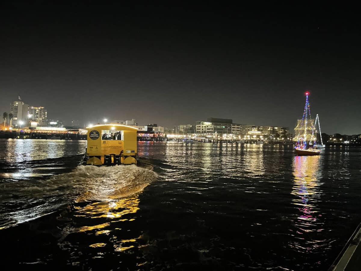 Alameda Post - Woodstock the ferry participates in the Lighted Yacht Parade.