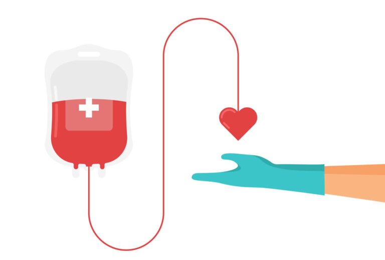 Alameda Post - a cartoon image of a blood bag forming a heart at the end