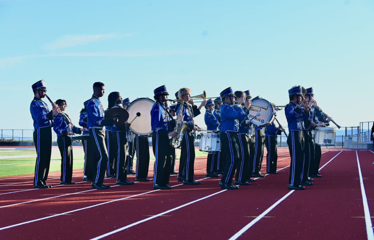 Alameda Post - A marching band on the new Encinal track. 