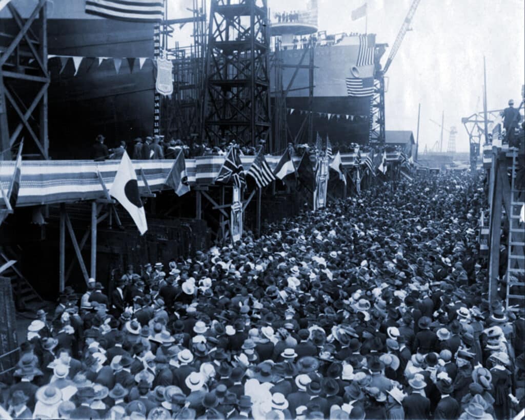 Alameda Post - launch of four freighters on July 4, 1918