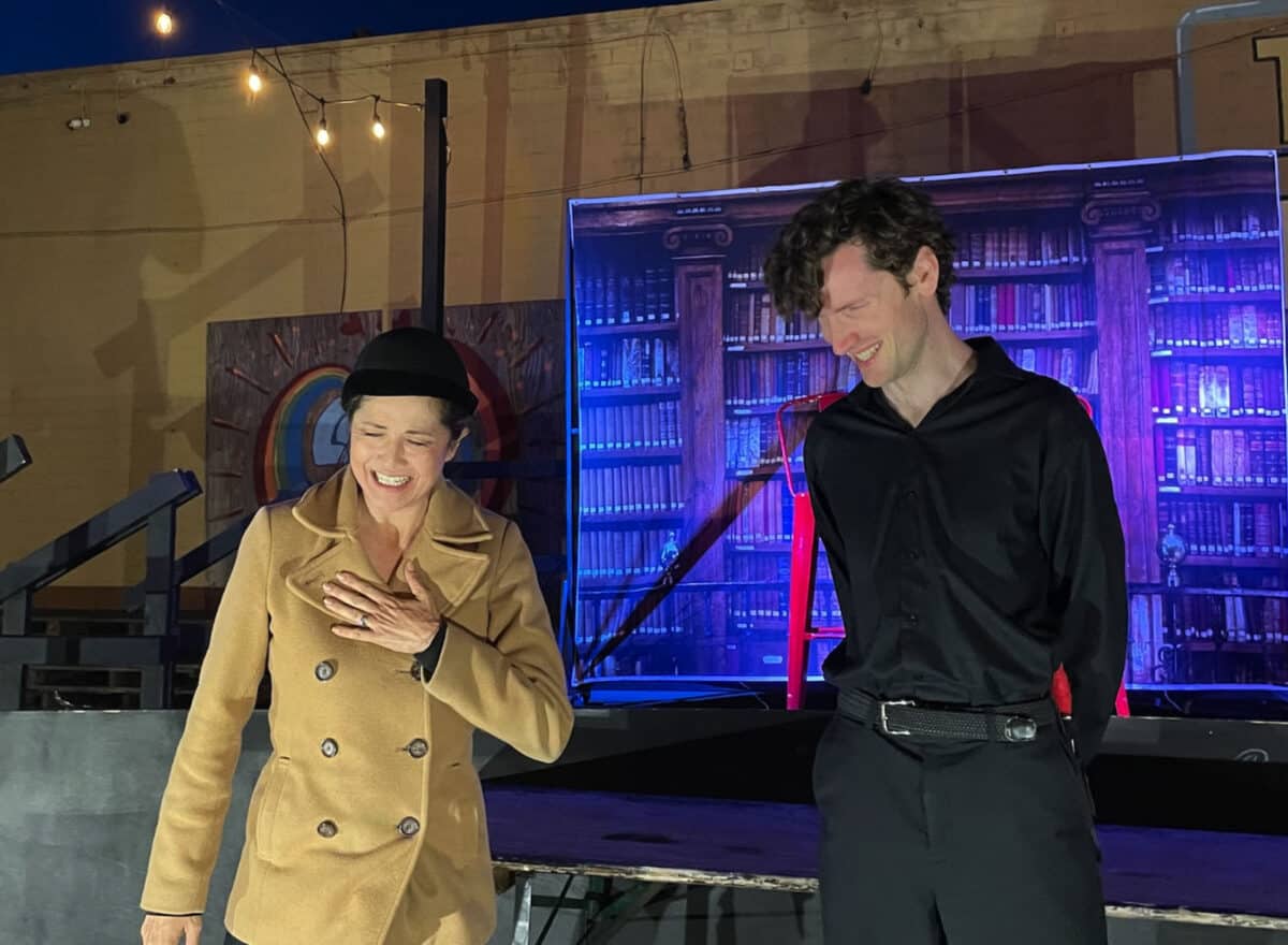 Alameda Post - two actors laugh onstage