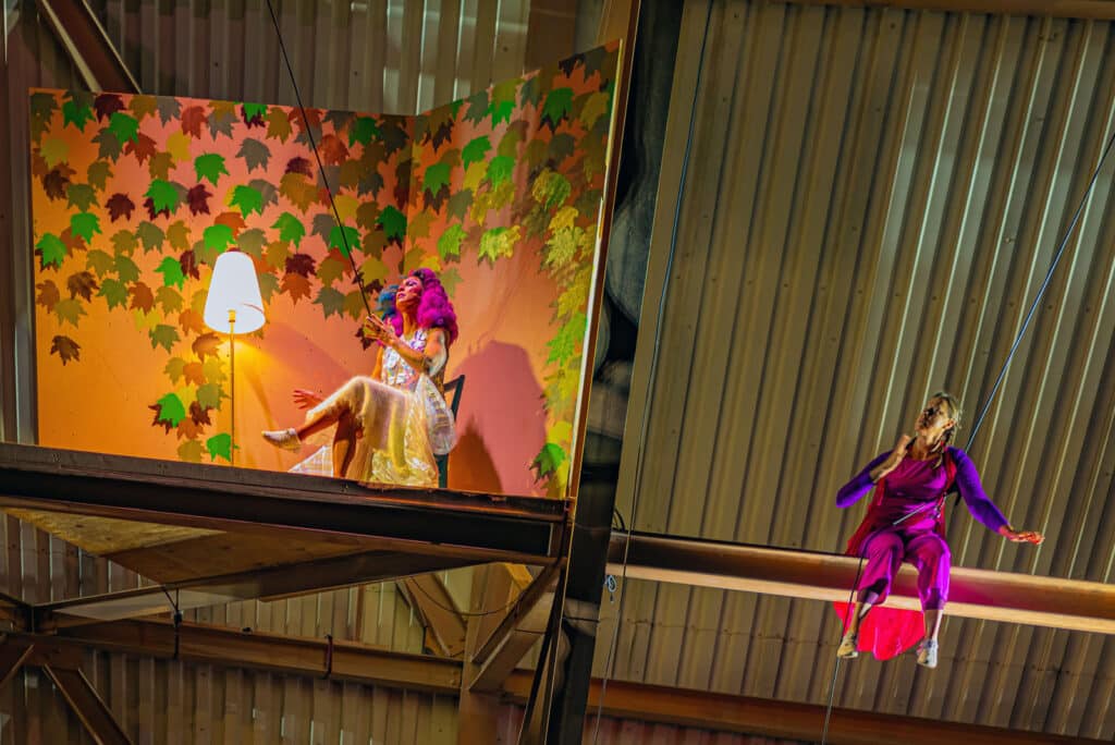 Alameda Post - BANDALOOP performers perch on a set piece