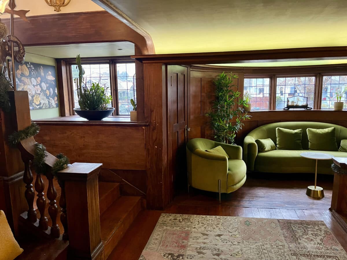 Alameda Post - A well lit reading and sitting area on a mezzanine. 