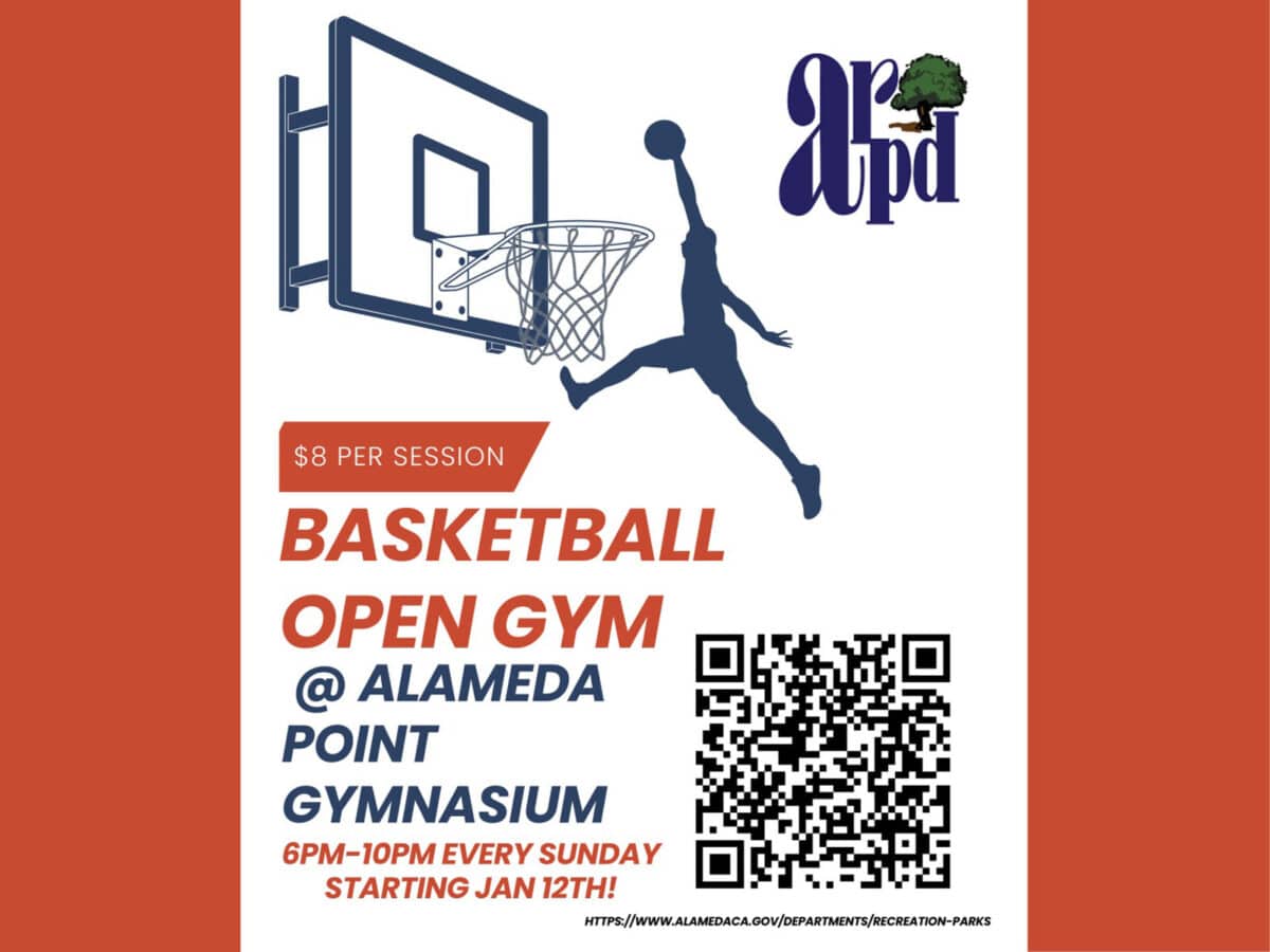 Alameda Post - the poster for the Basketball Open Gym at Alameda Point Gymnasium