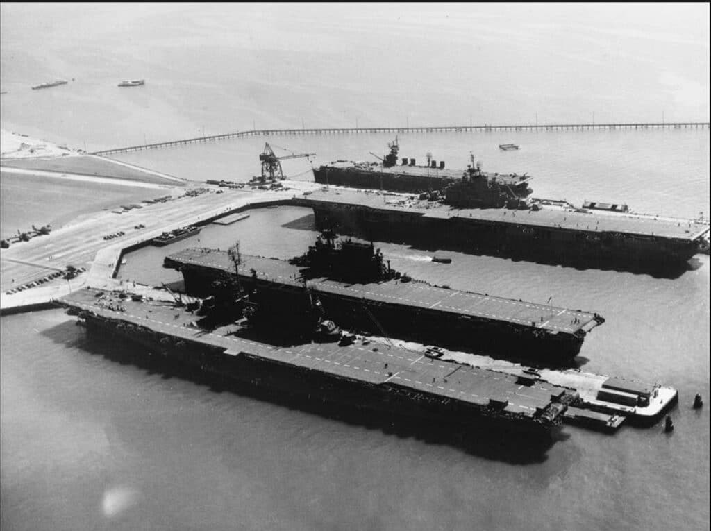 Alameda Post - large aircraft carriers at the Naval Air Station