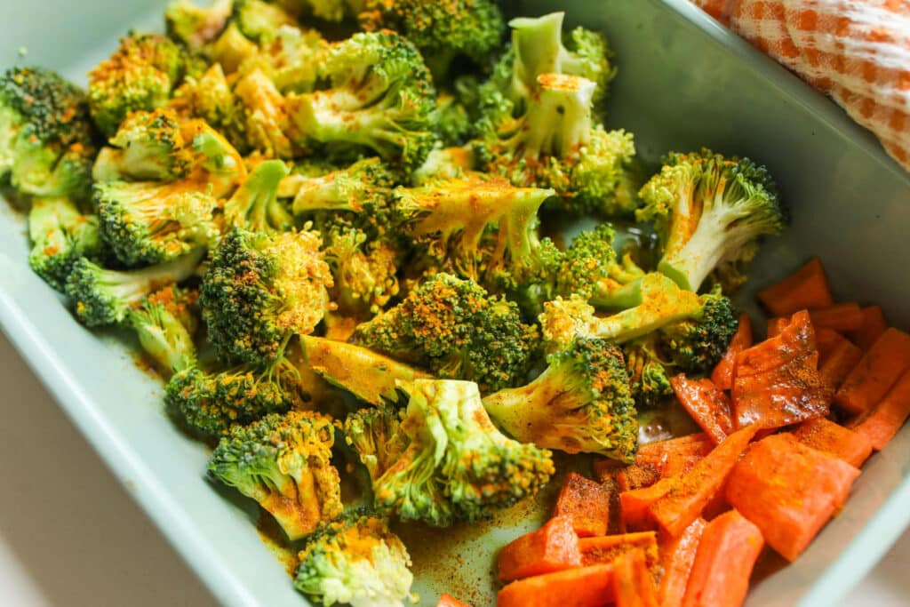 Alameda Post - broccoli and peppers in a roasting pan
