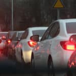 Alameda Post - a traffic jam and brake lights