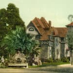 Alameda Post - an old color drawing of the Pond Mansion near The Rockery at 1500 Alameda Ave