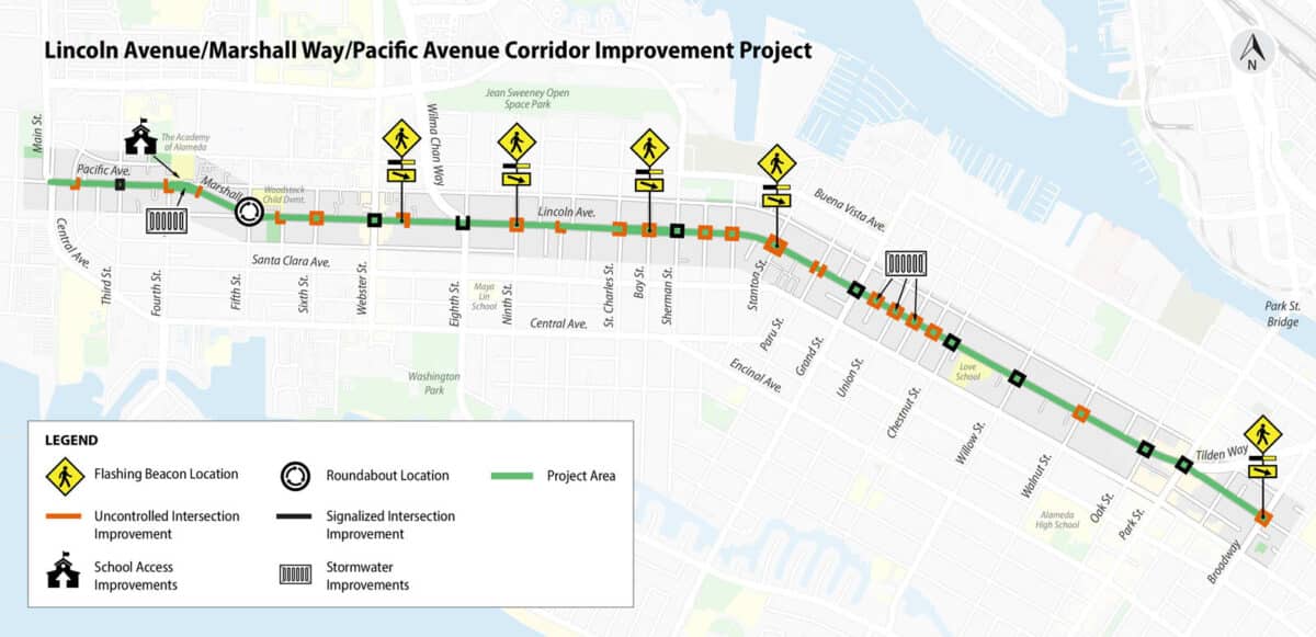 Alameda Post - A map of the changes along Lincoln Avenue that have been proposed.