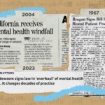 Alameda Post - Illustration showing newspaper articles covering issues leading up to 2024's Proposition 1. CalMatters illustration