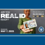 Alameda Post - a poster that says "Are You Real ID Ready?" with a photo of a woman holding her ID