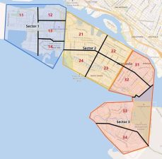 Alameda Post - a map of Alameda subdivided into sections