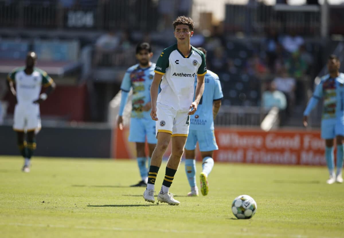 Alameda Post- an Oakland Roots player on the field during a match against El Paso Locomotive 