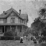 Alameda Post - a black and white photo of a group of women, and old large house, and a tree
