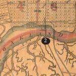 Alameda Post - an old map of the Oakland Estuary with various indicating markers on it