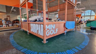 Alameda Post - Subpar Mini Golf front desk under construction