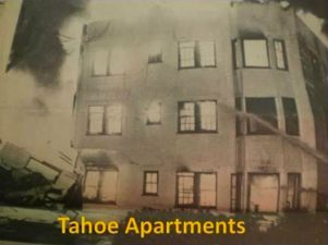 Alameda Post - Tahoe Apartments on fire on Central Ave. 1973