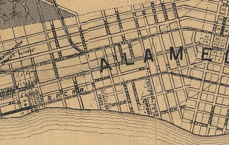 Alameda Post - 1889 map of Alameda showing Teutonia Park and Homestead around St. Charles Street