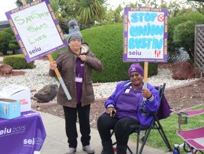 Alameda Post - Workers picket in from of Alameda Healthcare and Wellness Facility.