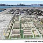 Alameda Post - an aerial rendering of where all the West Midway Project homes would go on Alameda Point