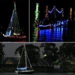 Alameda Post - a compilation of boats with lights at the Lighted Yacht Parade